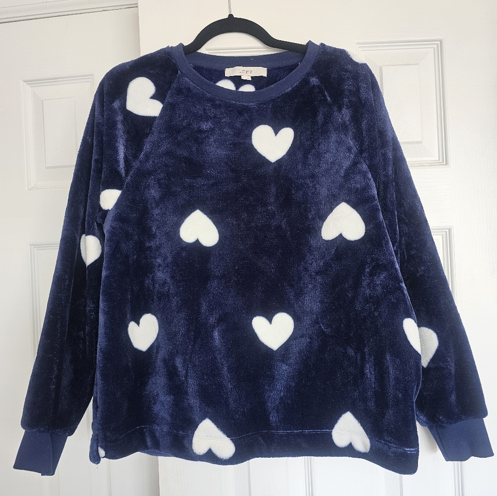 Loft Faux Fur Heart Sweatshirt